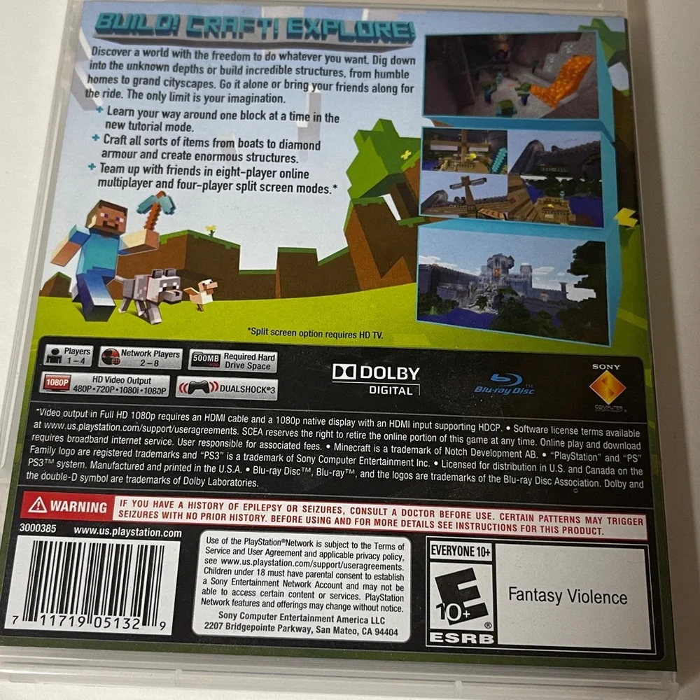 PS3 Minecraft Video Game --‎ PlayStation 3 Edition (Sony PlayStation 3, 2014)